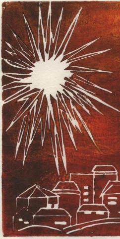 Bethlehem. Linolschnitt von Diether Schalow. Mit freundlicher Genehmigung.